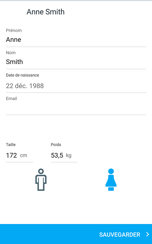 Health Mate - App Android - Mettre à jour l'adresse e-mail ...